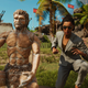 Dani stands next to a Far Cry Primal caveman in Far Cry 6.
